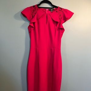 Red and lace bodycon dress